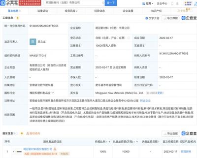 明冠新材戰略布局新能源產業鏈，斥資1億元設立電池與光熱業務子公司